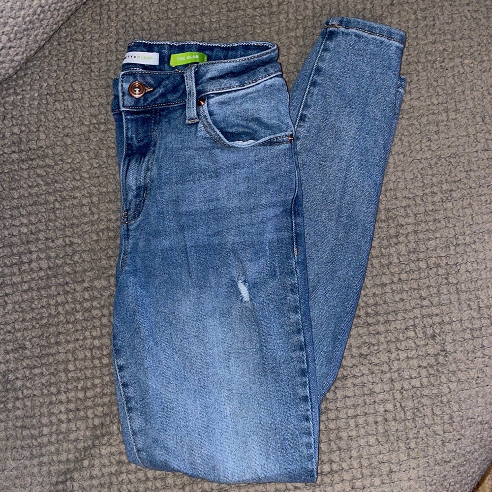 Celebrity Pink Distressed Skinny Jeans